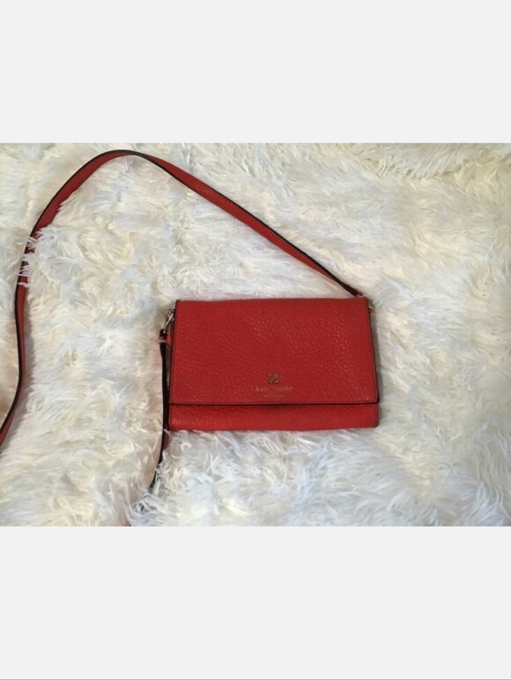 kate spade Red Pebbled Leather Crossbody Bag